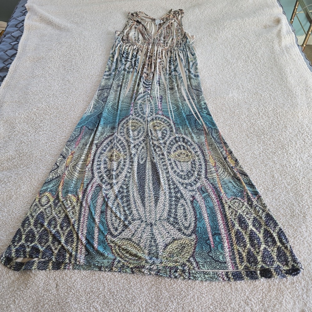 Coldwater Creek Boho-chic‎ Halter Maxi Dress All-Over Design Embellished Sz M
